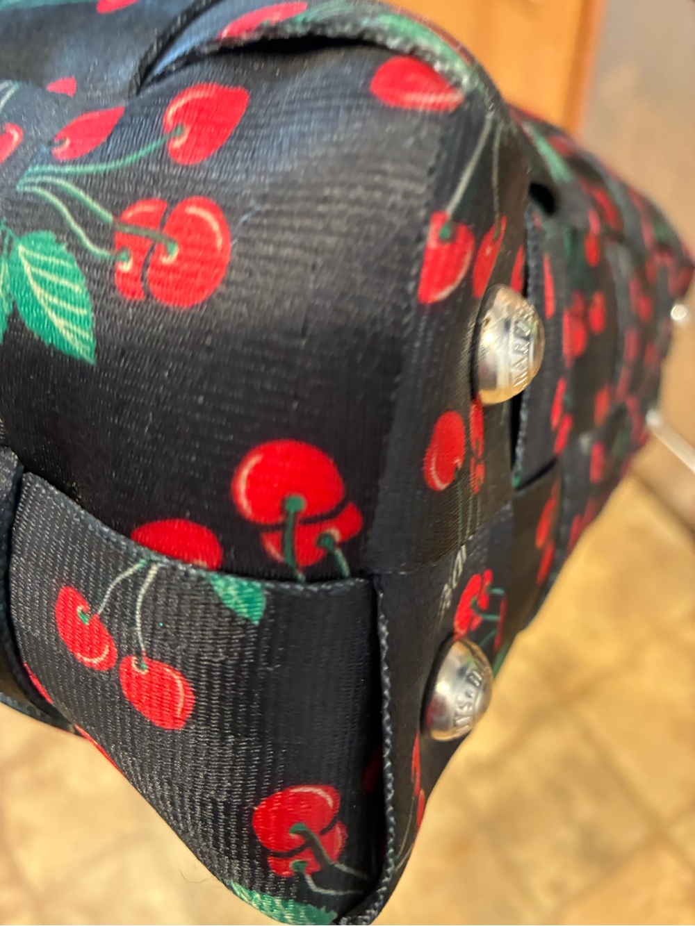 Harveys Black Cherry Print Woven Shoulder Bag - Picture 4 of 4